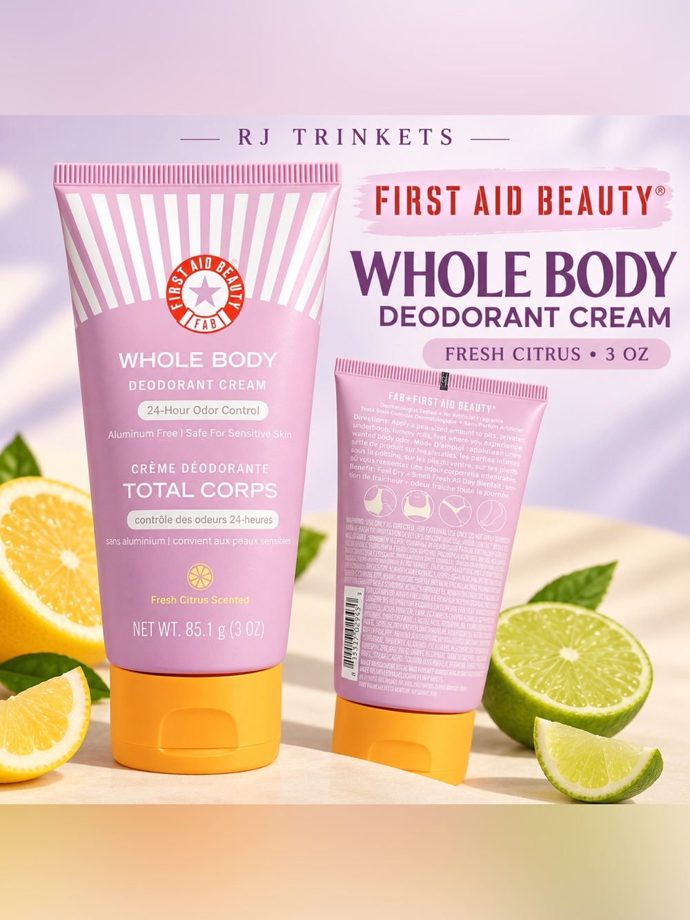 First Aid Beauty Whole Body Deodorant Cream — Pink and Yellow